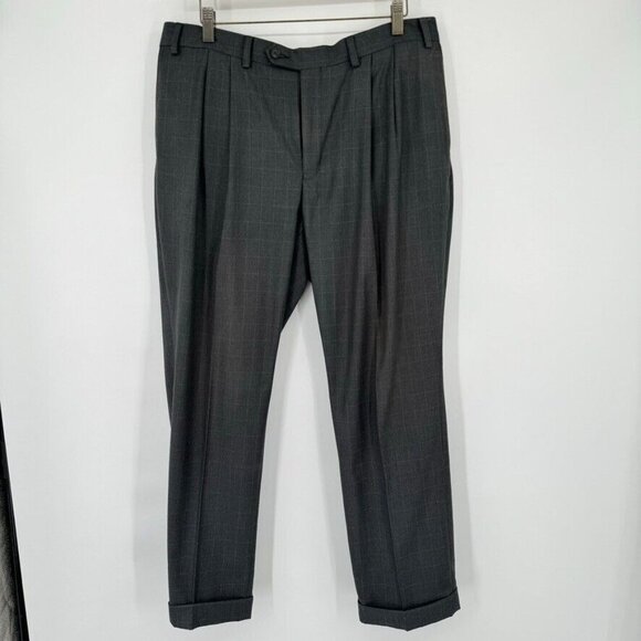 Ralph Ralph Lauren Men's Trouser Dress Pants Plaid Gray cuffed size 36 x 30 - Picture 3 of 12